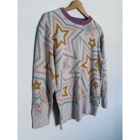 SPLENDID Ziggy Star white pink blue purple knit long sleeve pullover sweater - Picture 6 of 9